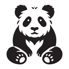 Cute panda silhouette vector illustration