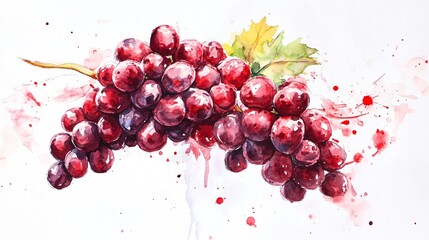 Ripe Red Grapes Watercolor Painting: A Vibrant Celebration of Harvest