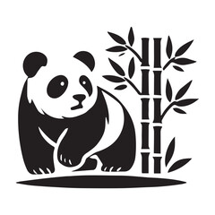 Cute panda silhouette vector illustration