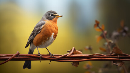 Fototapeta premium Robin perched on a branch