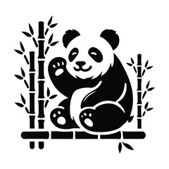Cute panda silhouette vector illustration