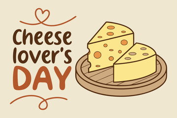 Cheese Lovers Day text banner. inscription card National Cheese Day, january 20th. Vector illustration isolated on solid background.