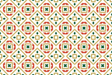 Decorative Geometric Seamless Pattern in Bold Colors.