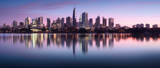 Metropolitan Twilight: City Skyline by the Water