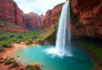 Naklejka premium Wallpaper sea ocean water fall 