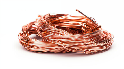 Copper wire isolated on white background