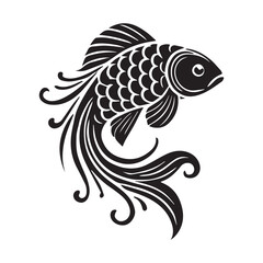 Fish Icon Black and White Vector Graphic