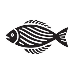 Fish Icon Black and White Vector Graphic