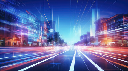 Obraz premium Dynamic Urban Lights at Night