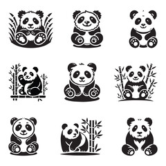 Panda silhouette vector illustration art