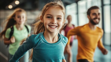 Fototapeta premium Family fitness activities strengthen bonds while staying healthy.