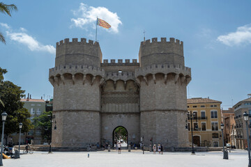 Valencia, Spain - August 17, 2023: Torres de Serranos