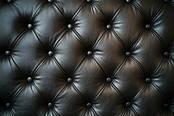 Naklejka premium Textured Black Leather Upholstery Close-Up