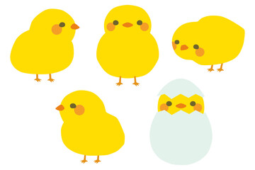 かわいいヒヨコのイラストセット ベクター素材