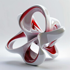 Abstract plastic sculpture, white and red.