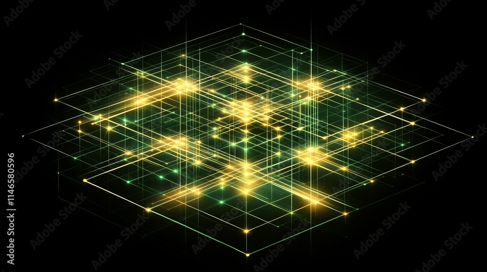Poster illuminating network grid abstract data visualization