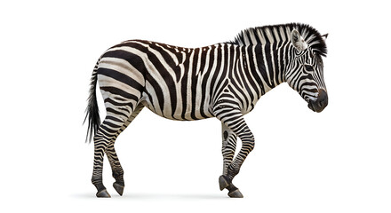 Fototapeta premium Plains Zebra Profile Wildlife Animal African Safari Equine Mammal Black White Stripes Isolated on