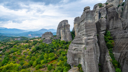 Panoramic view of Meteora Monasteries, Thessaly, Greece