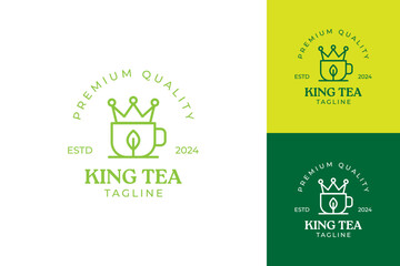 King tea logo design. crown and tea cup concept