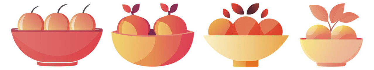 PNG Festive chinese new year fruit bowl icon modern graphic, isolated on transparent background	