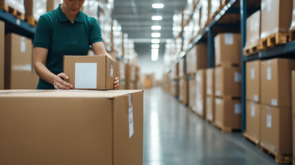 Efficient worker organizing boxes in warehouse for inventory management