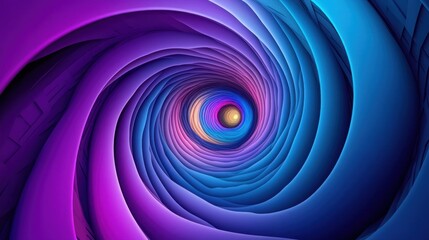 Obraz premium Infinity tunnel with spiraling circular layers, vibrant purple and blue hues, sleek 3D textures 