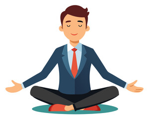 Calm businessman meditating vector image, Isolated on white background.

