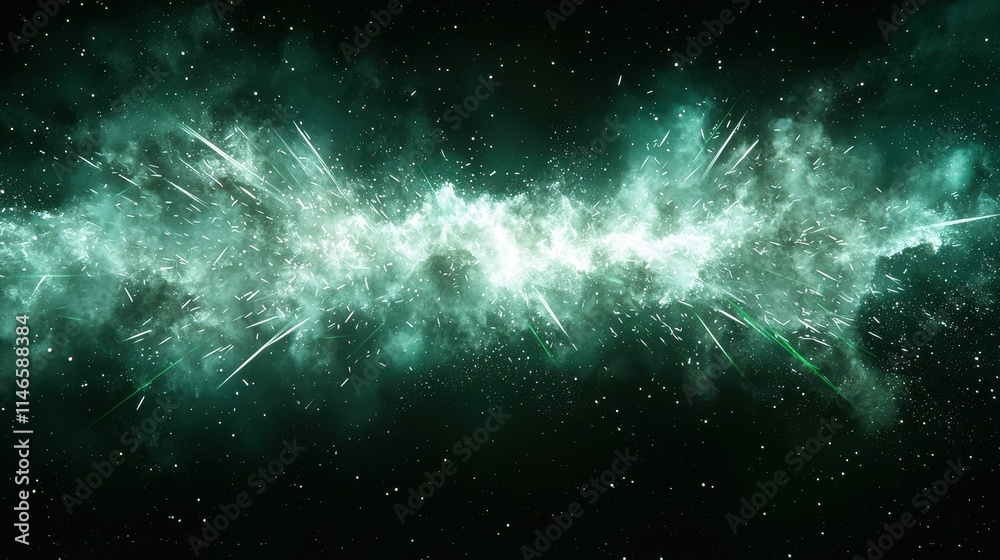 Poster exploding light patterns in space abstract art cosmic environment digital creation vibrant colors vi