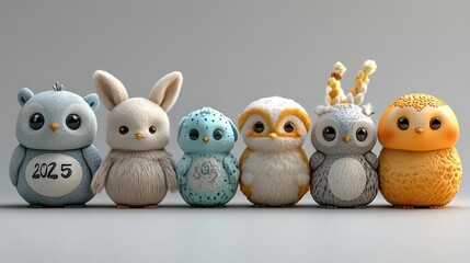 Adorable Animal Figurines Representing 2025 Celebration