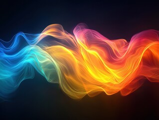 Fototapeta premium Dynamic light waves expanding infinitely in a digital space abstract visual art vibrant colorful environment
