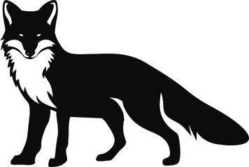 fox black silhouettes design Minimal Icon style hand drawn on a white background