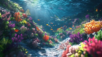 vibrant coral reef underwater scene