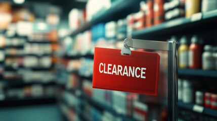 Sale promotion tag in drug store.