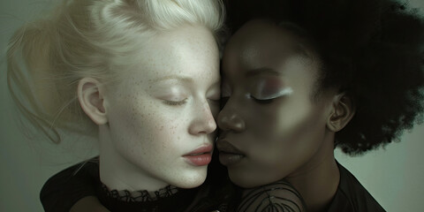 Obraz premium Portrait of Two Women with Different Skin Tones