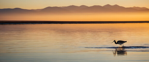 Fototapeta premium Peaceful sunset over the sea with calm water and vibrant sky