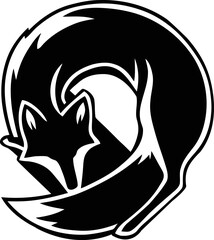 fox black silhouettes design Minimal Icon style hand drawn on a white background