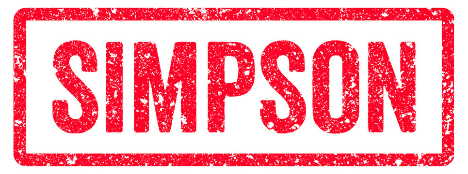 Simpson Stamp Transparent Seal, Red Grunge Simpson Word Rubber Stamp Seal