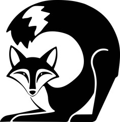fox black silhouettes design Minimal Icon style hand drawn on a white background