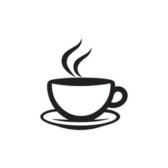 Black and White Flat Coffee Cup Vector Design