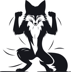 fox black silhouettes design Minimal Icon style hand drawn on a white background