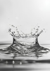 drop of water falling from above, forming the shape of an abstract crown in mid-air. 