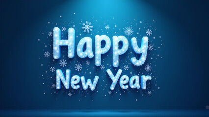 Happy New Year greeting with snowflakes. Concept of celebration, holiday, and winter.