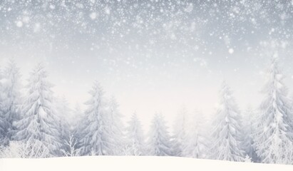 Fototapeta premium winter forest small snowdrifts and light snowfall cool season pine tree landscape