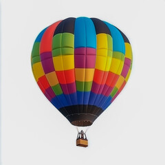Vibrant hot-air balloon isolated on white background.