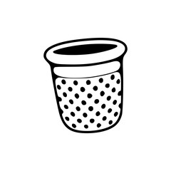 a line art drawing of a pot with polka dots