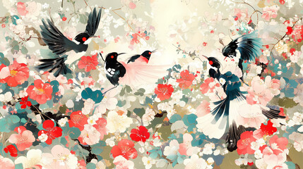 Gentle Japanese Woman in Traditional Pastel Art