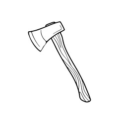 a line art drawing of a axe with handle illustration