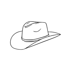 a line art drawing of a cowboy hat isolated on white
