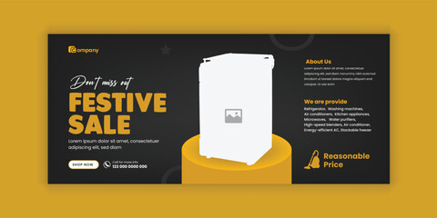 Black Friday Super Sale Social Media Cover Design or Home Appliance Sale Facebook Cover Photo Template and Kitchen Interior Equipment Sale online promotion banner Design Template