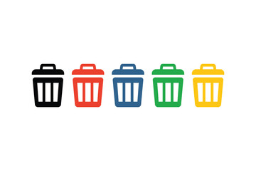 Bin icon set. Trash can symbol vector illustration. Delete icon set.